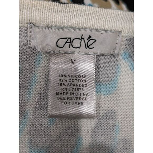 Vintage Cache Leopard Print Cardigan & Strapless Top Twin Set, S/M - Picture 8 of 9